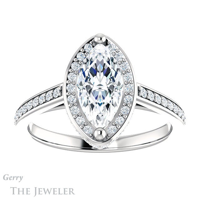 Marquise Cut Forever Brilliant Moissanite Engagement Ring #GTJ1120-marquise-fb-w