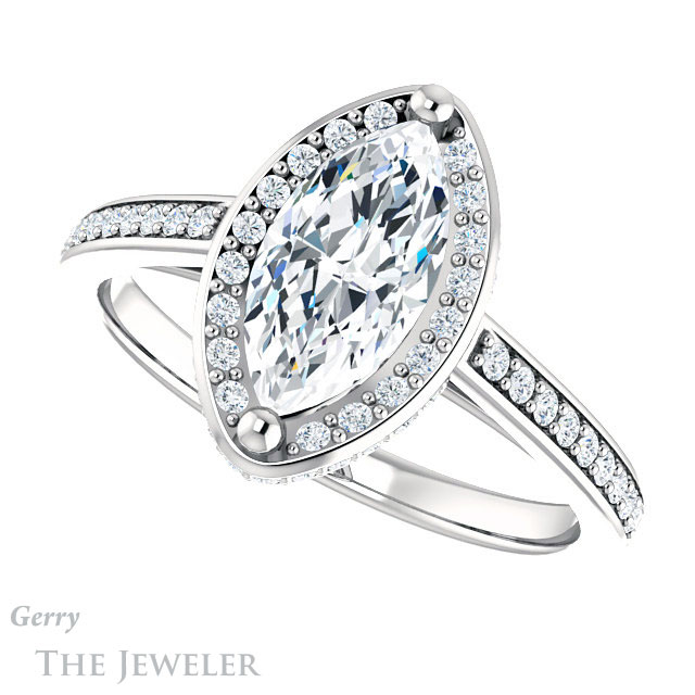 Marquise Cut Forever Brilliant Moissanite Engagement Ring #GTJ1120-marquise-fb-w