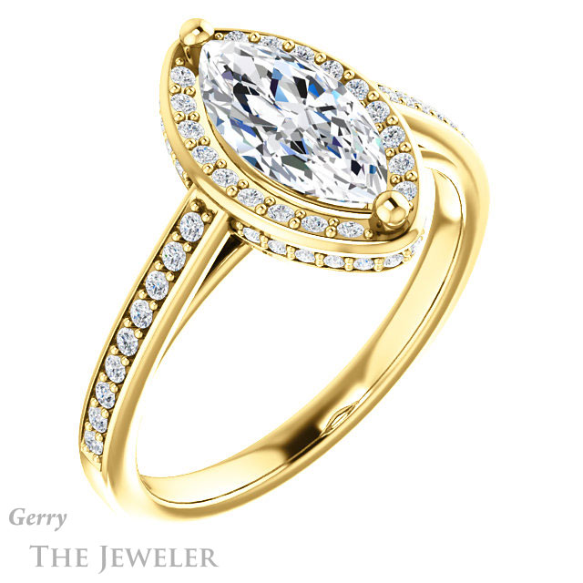 Marquise Cut Forever Brilliant Moissanite Engagement Ring #GTJ1120-marquise-fb-y