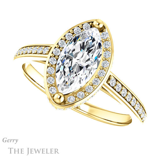 Marquise Cut Forever Brilliant Moissanite Engagement Ring #GTJ1120-marquise-fb-y