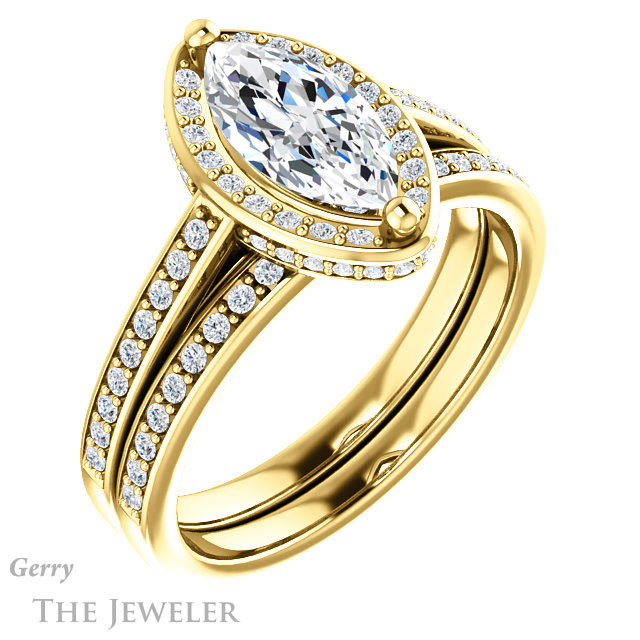 Marquise Cut Forever Brilliant Moissanite Engagement Ring #GTJ1120-marquise-fb-y