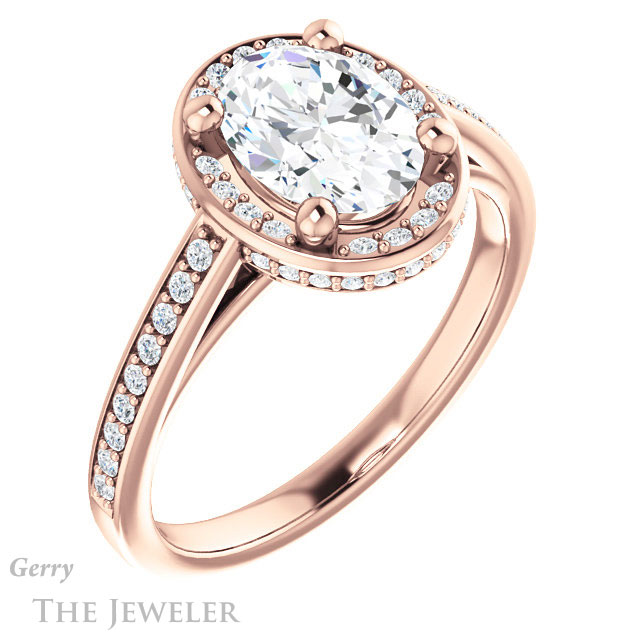Oval Shaped Forever One Moissanite Engagement Ring #GTJ1120-oval-fo-r