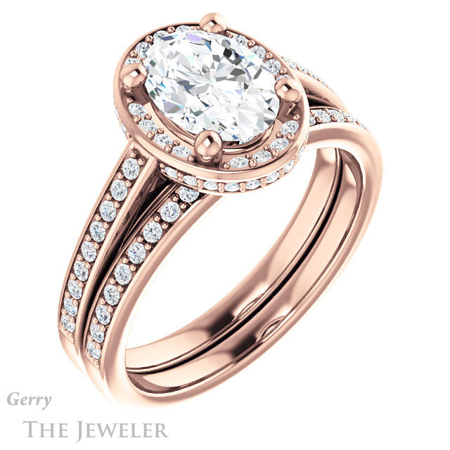 Oval Shaped Forever One Moissanite Engagement Ring #GTJ1120-oval-fo-r