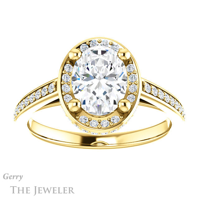Oval Shaped Forever One Moissanite Engagement Ring #GTJ1120-oval-fo-y
