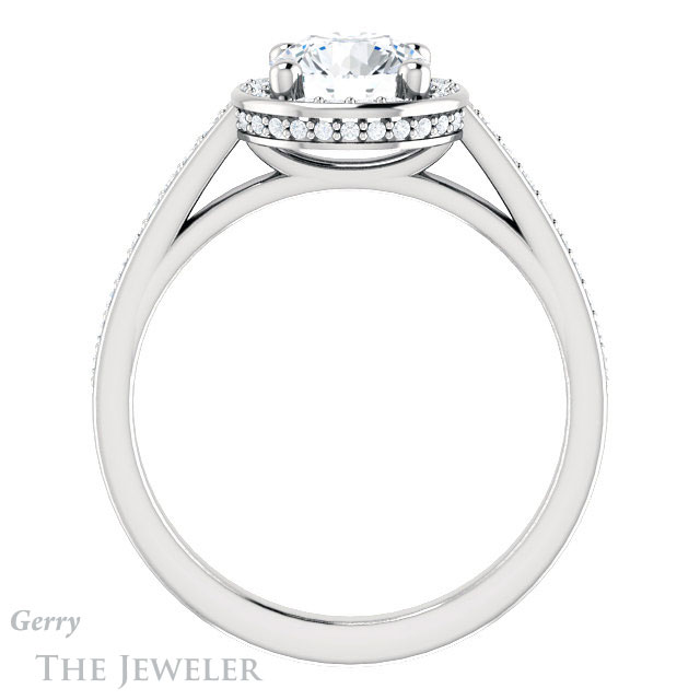 Round Cut Forever One Moissanite Engagement Ring #GTJ1120-round-fo-w