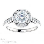 Round Cut Forever One Moissanite Engagement Ring #GTJ1120-round-fo-w