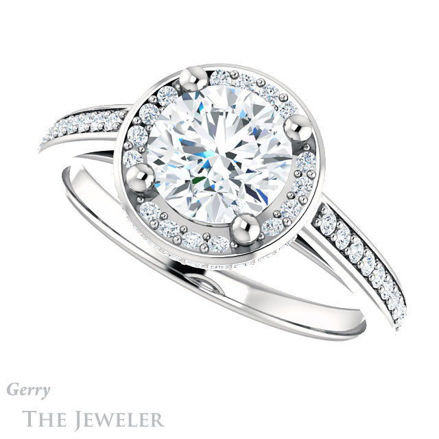 Round Cut Forever One Moissanite Engagement Ring #GTJ1120-round-fo-w