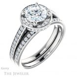 Round Cut Forever One Moissanite Engagement Ring #GTJ1120-round-fo-w