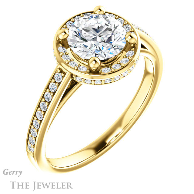 Round Cut Forever One Moissanite Engagement Ring #GTJ1120-round-fo-y