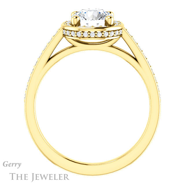 Round Cut Forever One Moissanite Engagement Ring #GTJ1120-round-fo-y