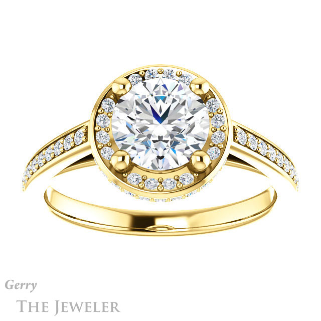 Round Cut Forever One Moissanite Engagement Ring #GTJ1120-round-fo-y