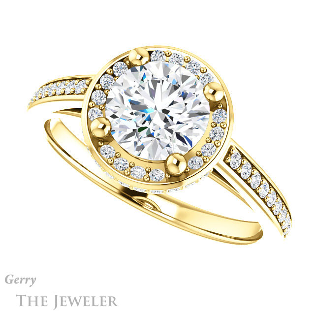 Round Cut Forever One Moissanite Engagement Ring #GTJ1120-round-fo-y