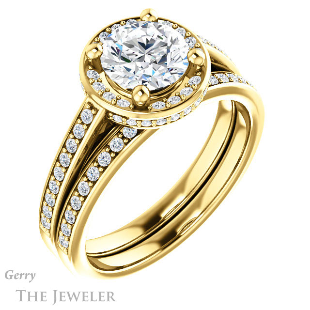 Round Cut Forever One Moissanite Engagement Ring #GTJ1120-round-fo-y