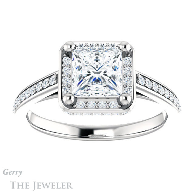 Princess Cut Forever One Moissanite Engagement Ring #GTJ1120-square-fo-w