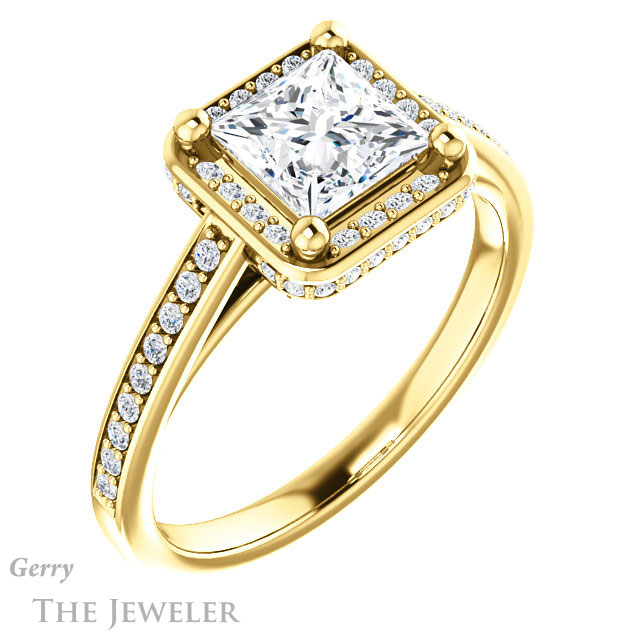Princess Cut Forever One Moissanite Engagement Ring #GTJ1120-square-fo-y
