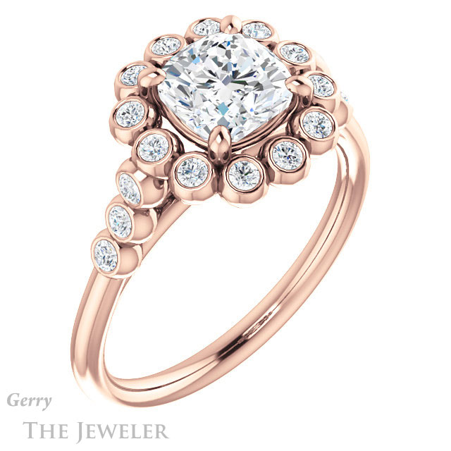 Cushion Cut Forever One Moissanite Engagement Ring #GTJ1121-cushion-fo-r | Gerry The Jeweler Cushion Cut Forever One Moissanite Engagement Ring #GTJ1121-cushion-fo-r