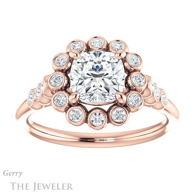 Cushion Cut Forever One Moissanite Engagement Ring #GTJ1121-cushion-fo-r | Gerry The Jeweler Cushion Cut Forever One Moissanite Engagement Ring #GTJ1121-cushion-fo-r
