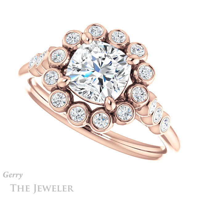 Cushion Cut Forever One Moissanite Engagement Ring #GTJ1121-cushion-fo-r | Gerry The Jeweler Cushion Cut Forever One Moissanite Engagement Ring #GTJ1121-cushion-fo-r