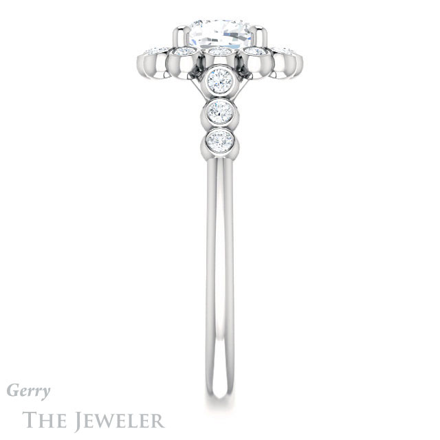 Cushion Cut Forever One Moissanite Engagement Ring #GTJ1121-cushion-fo-w | Gerry The Jeweler Cushion Cut Forever One Moissanite Engagement Ring #GTJ1121-cushion-fo-w