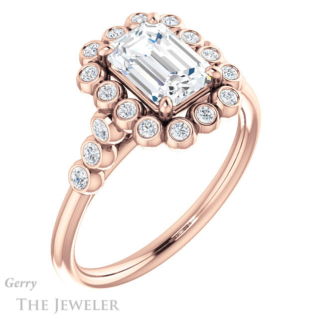 Emerald Cut Forever One Moissanite Engagement Ring #GTJ1121-emerald-fb-r | Gerry The Jeweler Emerald Cut Forever Brilliant Moissanite Engagement Ring #GTJ1121-emerald-fb-r