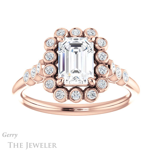 Emerald Cut Forever One Moissanite Engagement Ring #GTJ1121-emerald-fb-r | Gerry The Jeweler Emerald Cut Forever Brilliant Moissanite Engagement Ring #GTJ1121-emerald-fb-r