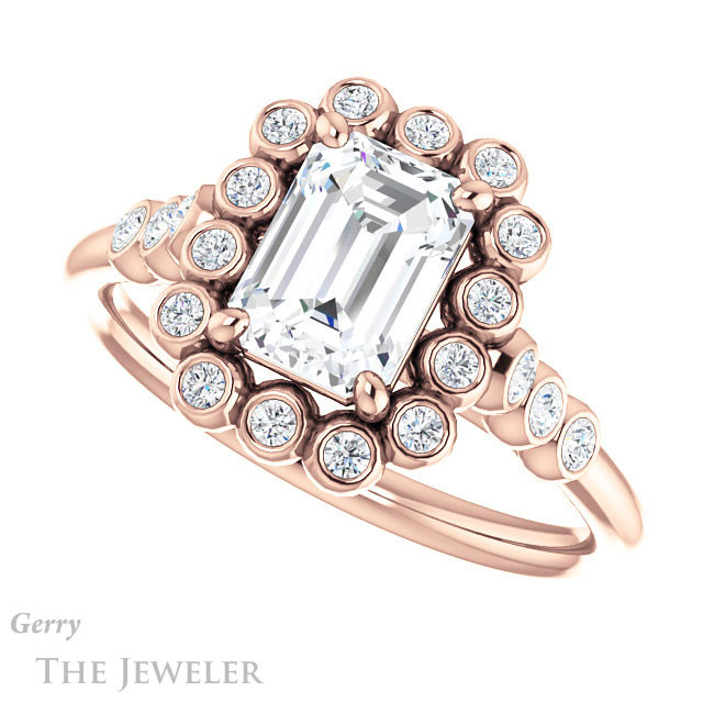 Emerald Cut Forever One Moissanite Engagement Ring #GTJ1121-emerald-fb-r | Gerry The Jeweler Emerald Cut Forever Brilliant Moissanite Engagement Ring #GTJ1121-emerald-fb-r