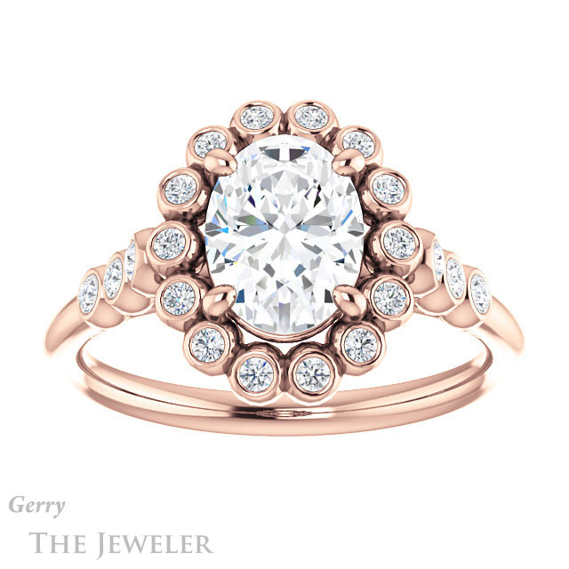 Oval Shaped Forever One Moissanite Engagement Ring #GTJ1121-oval-fo-r | Gerry The Jeweler Oval Shaped Forever One Moissanite Engagement Ring #GTJ1121-oval-fo-r