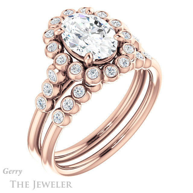 Oval Shaped Forever One Moissanite Engagement Ring #GTJ1121-oval-fo-r | Gerry The Jeweler Oval Shaped Forever One Moissanite Engagement Ring #GTJ1121-oval-fo-r