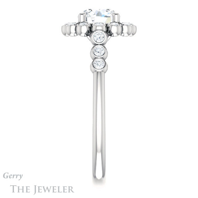 Round Cut Forever One Moissanite Engagement Ring #GTJ1121-round-fo-w | Gerry The Jeweler Round Cut Forever One Moissanite Engagement Ring #GTJ1121-round-fo-w