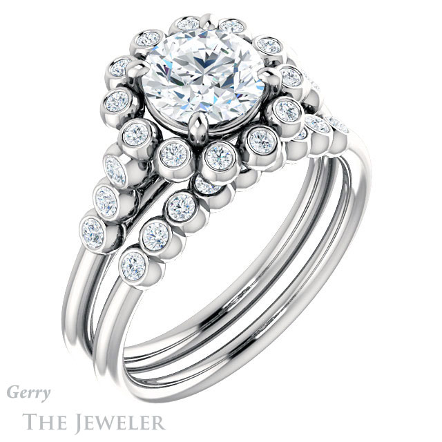 Round Cut Forever One Moissanite Engagement Ring #GTJ1121-round-fo-w | Gerry The Jeweler Round Cut Forever One Moissanite Engagement Ring #GTJ1121-round-fo-w