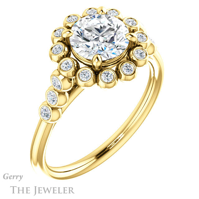 Round Cut Forever One Moissanite Engagement Ring #GTJ1121-round-fo-y | Gerry The Jeweler Round Cut Forever One Moissanite Engagement Ring #GTJ1121-round-fo-y