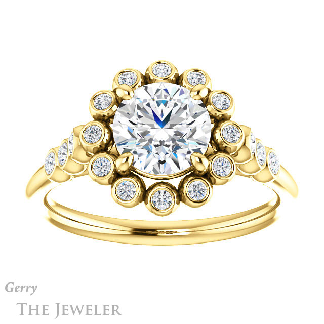 Round Cut Forever One Moissanite Engagement Ring #GTJ1121-round-fo-y | Gerry The Jeweler Round Cut Forever One Moissanite Engagement Ring #GTJ1121-round-fo-y