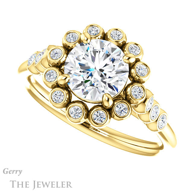 Round Cut Forever One Moissanite Engagement Ring #GTJ1121-round-fo-y | Gerry The Jeweler Round Cut Forever One Moissanite Engagement Ring #GTJ1121-round-fo-y