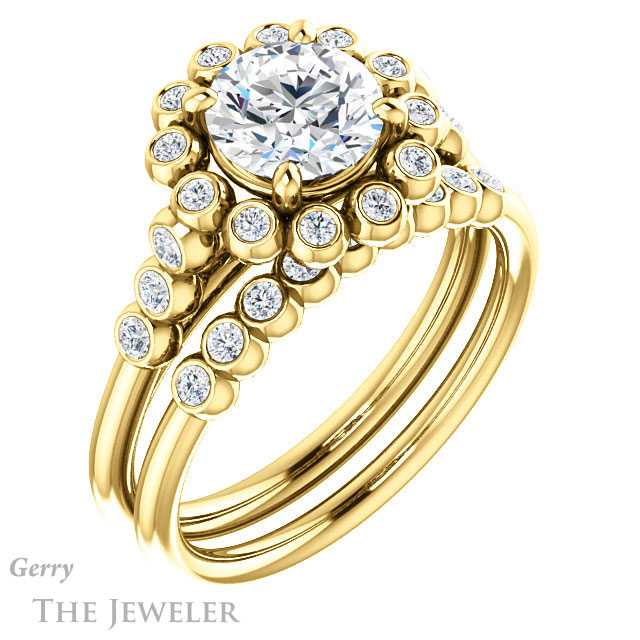 Round Cut Forever One Moissanite Engagement Ring #GTJ1121-round-fo-y | Gerry The Jeweler Round Cut Forever One Moissanite Engagement Ring #GTJ1121-round-fo-y