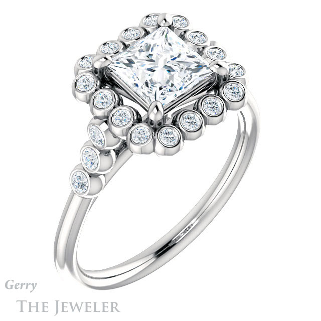Princess Cut Forever One Moissanite Engagement Ring #GTJ1121-square-fo-w | Gerry The Jeweler Princess Cut Forever One Moissanite Engagement Ring #GTJ1121-square-fo-w