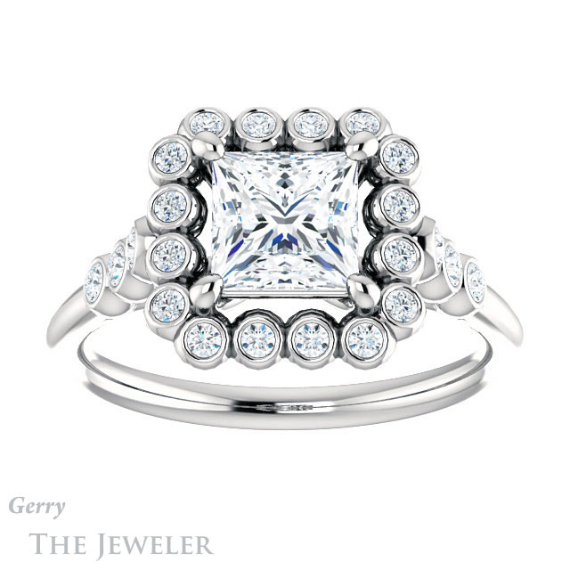 Princess Cut Forever One Moissanite Engagement Ring #GTJ1121-square-fo-w | Gerry The Jeweler Princess Cut Forever One Moissanite Engagement Ring #GTJ1121-square-fo-w