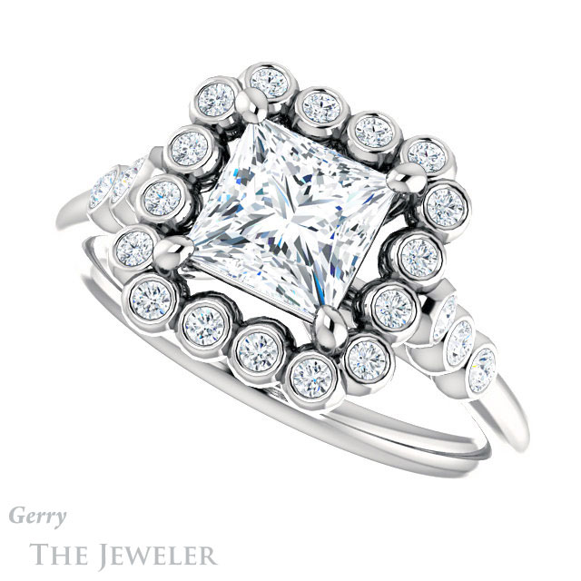 Princess Cut Forever One Moissanite Engagement Ring #GTJ1121-square-fo-w | Gerry The Jeweler Princess Cut Forever One Moissanite Engagement Ring #GTJ1121-square-fo-w