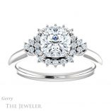 Cushion Cut Forever One Moissanite Engagement Ring #GTJ1122-cushion-fo-w 1 Cushion Cut Forever One Moissanite Engagement Ring #GTJ1122-cushion-fo-w