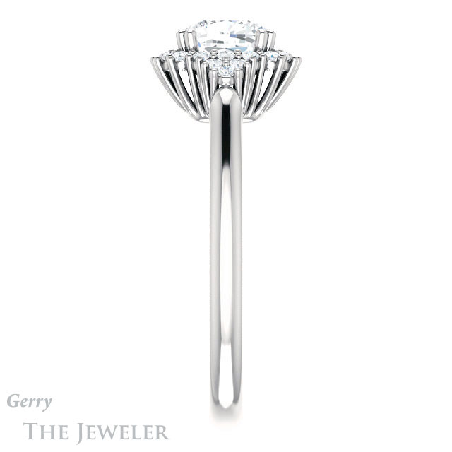 Cushion Cut Forever One Moissanite Engagement Ring #GTJ1122-cushion-fo-w 3 Cushion Cut Forever One Moissanite Engagement Ring #GTJ1122-cushion-fo-w