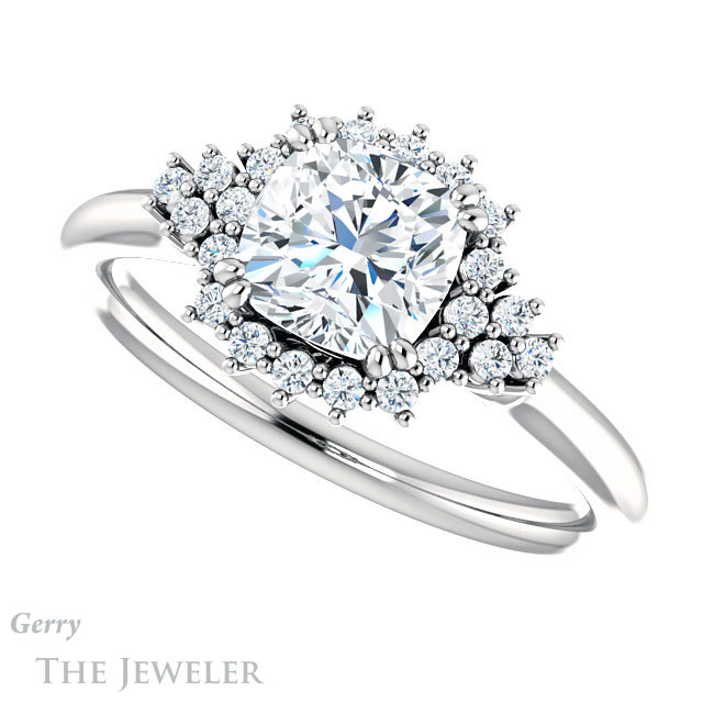 Cushion Cut Forever One Moissanite Engagement Ring #GTJ1122-cushion-fo-w 5 Cushion Cut Forever One Moissanite Engagement Ring #GTJ1122-cushion-fo-w