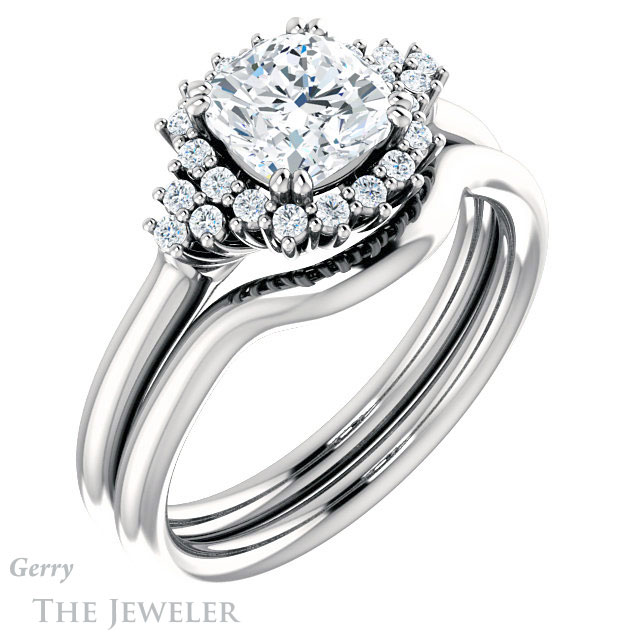 Cushion Cut Forever One Moissanite Engagement Ring #GTJ1122-cushion-fo-w 6 Cushion Cut Forever One Moissanite Engagement Ring #GTJ1122-cushion-fo-w