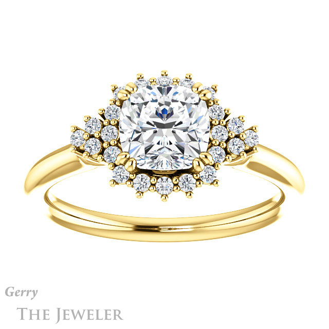 Cushion Cut Forever One Moissanite Engagement Ring #GTJ1122-cushion-fo-y