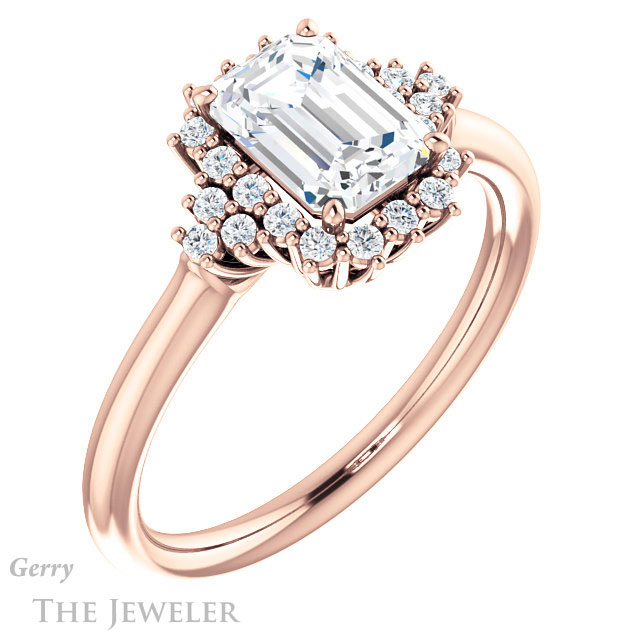 Emerald Cut Forever One Moissanite Engagement Ring #GTJ1122-emerald-fb-r 4 Emerald Cut Forever Brilliant Moissanite Engagement Ring #GTJ1122-emerald-fb-r
