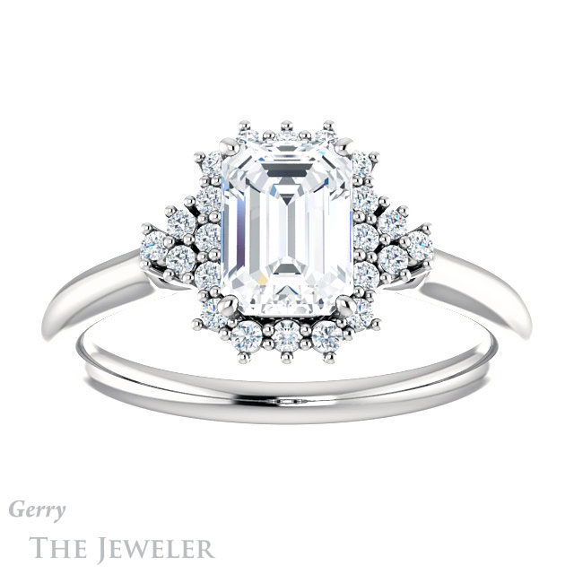 Emerald Cut Forever Brilliant Moissanite Engagement Ring #GTJ1122-emerald-fb-w