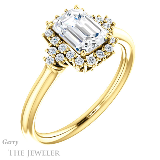 Emerald Cut Forever Brilliant Moissanite Engagement Ring #GTJ1122-emerald-fb-y