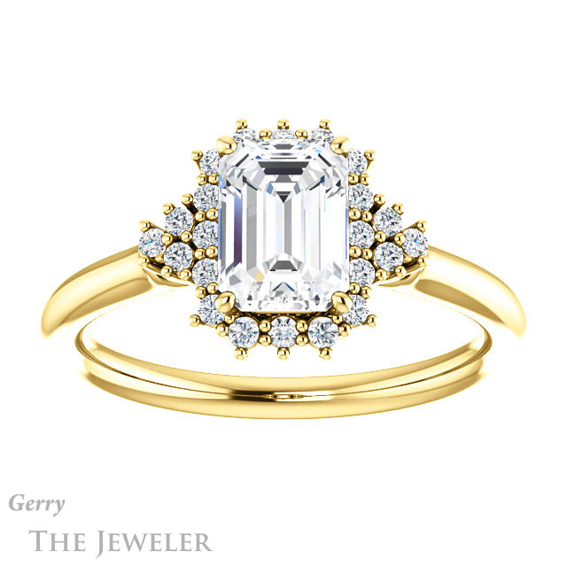 Emerald Cut Forever Brilliant Moissanite Engagement Ring #GTJ1122-emerald-fb-y