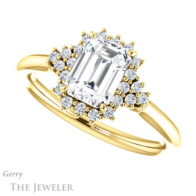 Emerald Cut Forever Brilliant Moissanite Engagement Ring #GTJ1122-emerald-fb-y