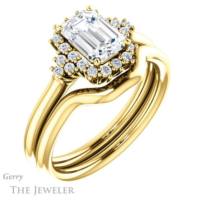 Emerald Cut Forever Brilliant Moissanite Engagement Ring #GTJ1122-emerald-fb-y