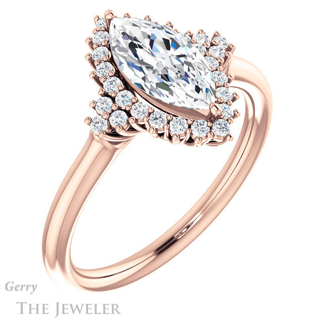 Marquise Cut Forever One Moissanite Engagement Ring #GTJ1122-marquise-fb-r 4 Marquise Cut Forever Brilliant Moissanite Engagement Ring #GTJ1122-marquise-fb-r