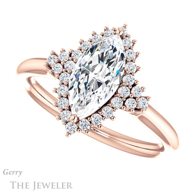 Marquise Cut Forever One Moissanite Engagement Ring #GTJ1122-marquise-fb-r 5 Marquise Cut Forever Brilliant Moissanite Engagement Ring #GTJ1122-marquise-fb-r